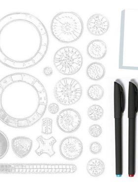 28Pcs Creative Spirograph Drawing Set Interlocking Gears Whe