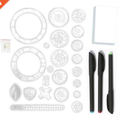 28Pcs Creative Spirograph Drawing Set Interlocking Gears Whe