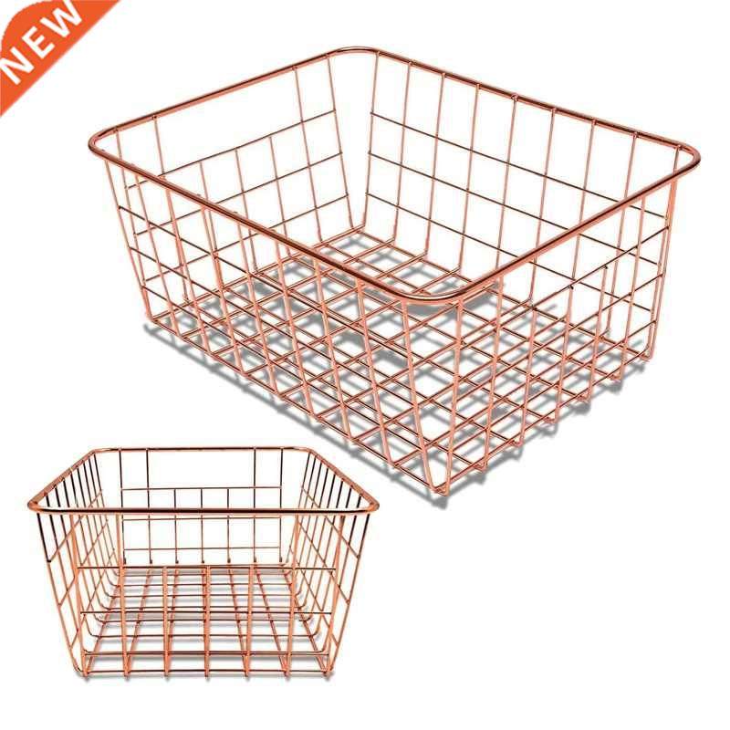 Rose Gold 2 Pack Wire Basket Set,Storage Decor Crafts Kitche