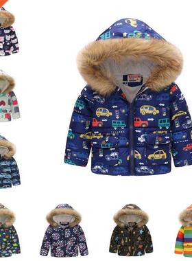 Winter Girls Hooded Jackets Children Thicken Warm Outerwear
