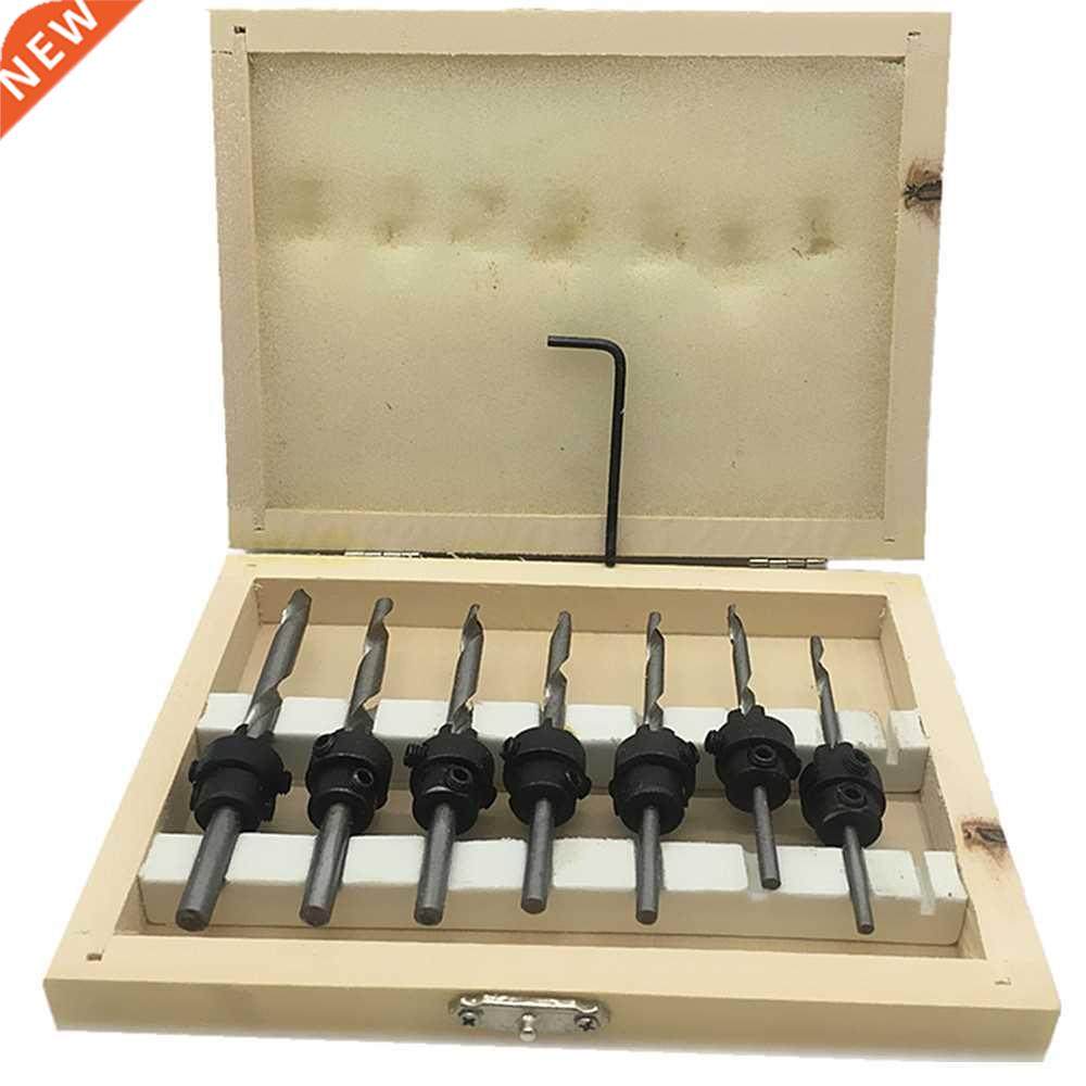 22pc Tapered Drill Bits Countersink Set Stop Collars Hex Key