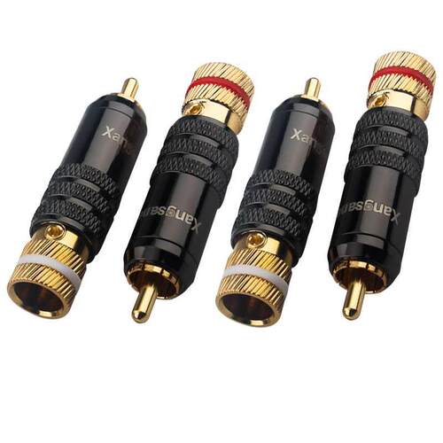 4Pcs Copper RCA Plug Gold Plated Self-locking HiFi Audio Cab