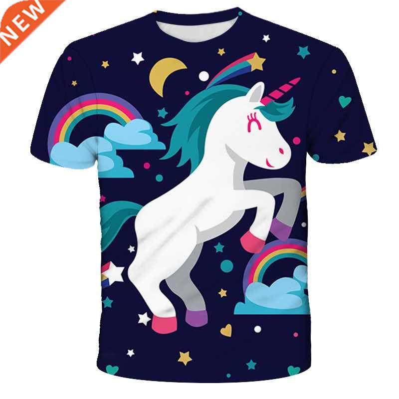cute Unicorn T-Shirts Girls Clothes Boys Children 3D T-Shirt