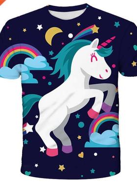 cute Unicorn T-Shirts Girls Clothes Boys Children 3D T-Shirt