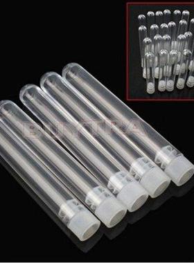 10 Pcs 12x100mm Clear Plastc Test Tubes Wth Whte Caps Sto