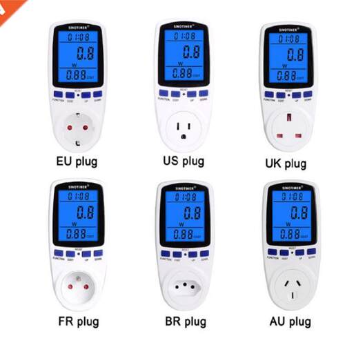 EU US UK FR BR AU Plug Socket Digital Wattmeter Power Consum