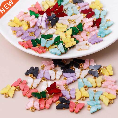 10pcs 13x13mm 9 Color Resin Animal Butterfly Charms for Jewe