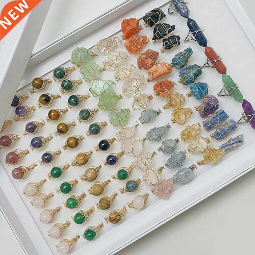 New nd 2021 Natural Stone Rings for Women Adjustable Popular