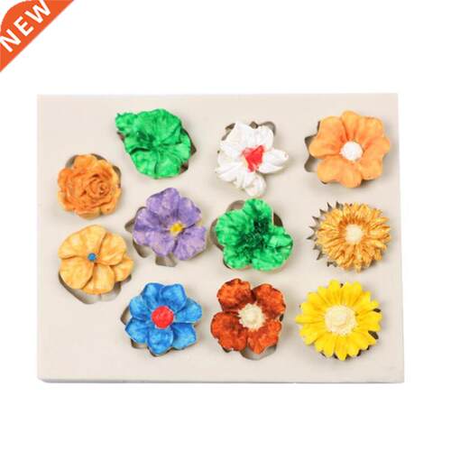 Sunflower Rose Flowers Shape Silicone Mold Cake Border  D