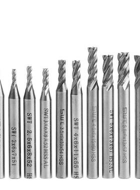 10pcs 4 Flute HSS End Mill Set Straight Shank Aluminum Milli