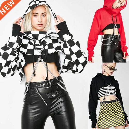 Fashion Women Hooded Clothing Cut off Front Sweatshirt Hoodi