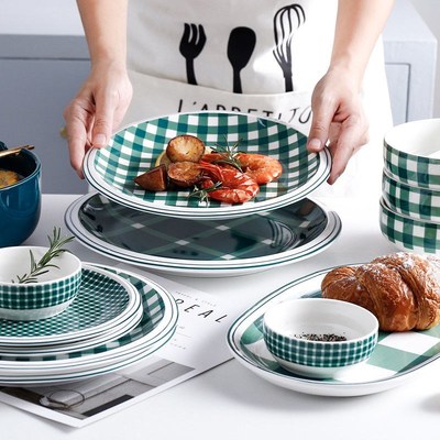 Nordic Western food plate household dish set rice bowl