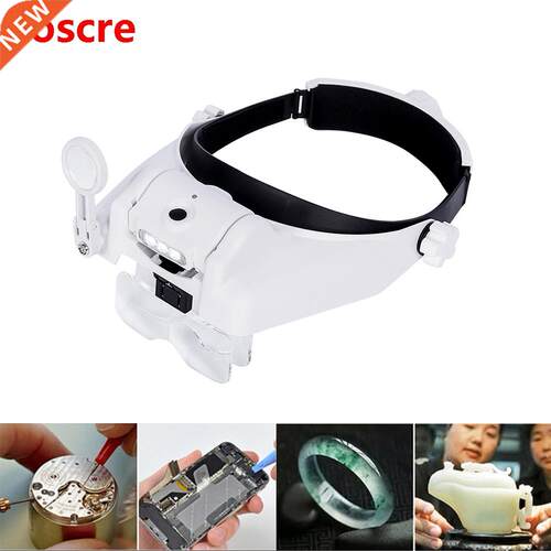 Head Mounted Binocular Eyewear Loupe Magnifier USB Rechargea