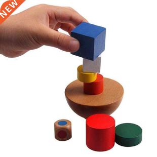 new Wooden Geometric Blocks kids Balancing Game toys Montes