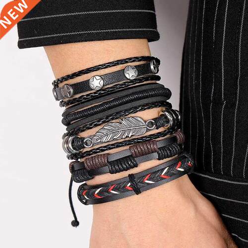 DAXI Mens Leather Bracelet Bracelets For Men Vintage Braclet