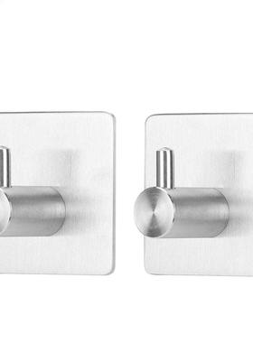 2Pcs Kitchen Bathroom Bedroom Robe Hooks Stainless Steel Pun