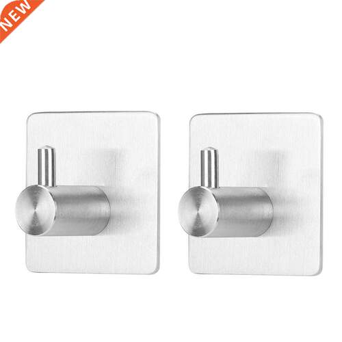 2Pcs Kitchen Bathroom Bedroom Robe Hooks Stainless Steel Pun