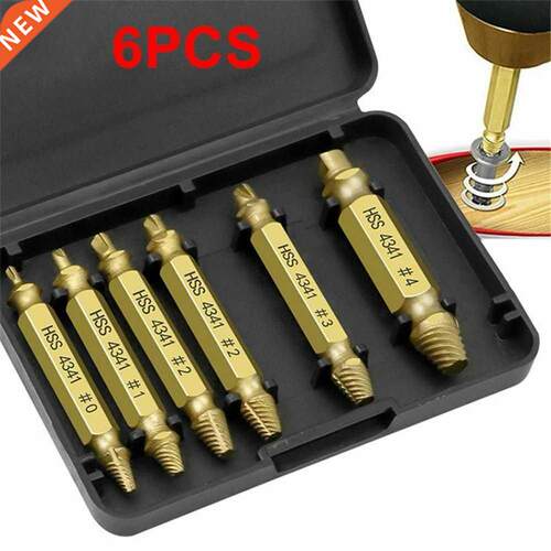 6Pcs Damaged Screw Extractor Drill Bit Set Broken Screw Bolt