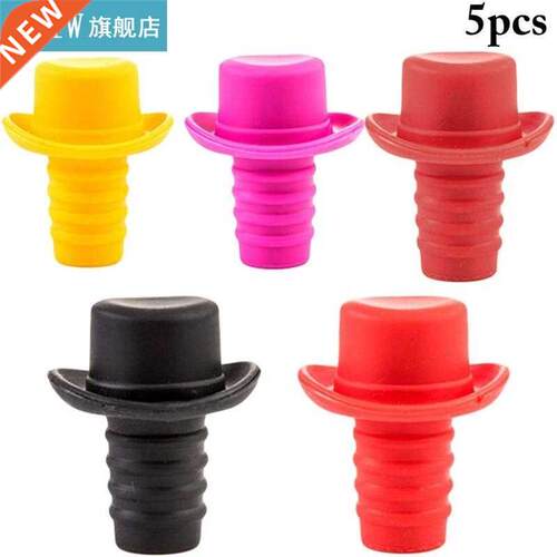 5pcs/set Creative Solid Color Wine Stopper Multi-Use Silicon