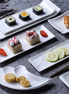 Sushi Plate White Ceramic Long Japanese Sweetheart Plate