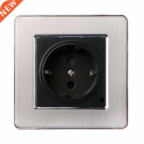 16A EU Standard Socket Brushed Silver Panel Plug Standard Gr