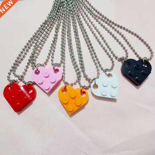 ndy Couples Brick Heart Pendant Shaped Necklace for Women Me