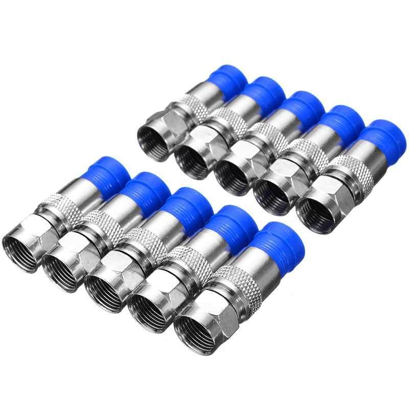 10pcs RG6 Compression Connectors Waterproof Connection F Com