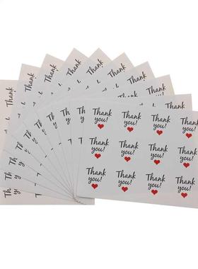 120pcs/10 Sheets Round White Thnk You Seling Sticker Red H
