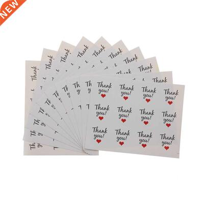 120pcs/10 Sheets Round White Thnk You Seling Sticker Red H
