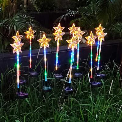 2pcs Outdoor Five-pointed Star Lamp Sar Powered LED Garden