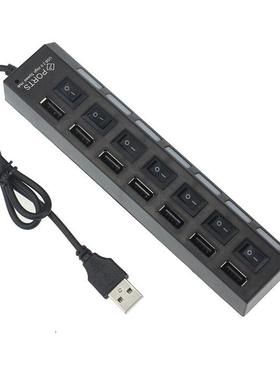 7 Port USB 2.0 HUB High Speed USB Splitter Adapter with LED