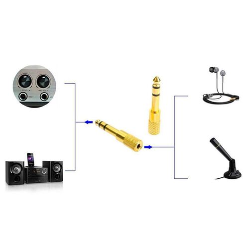 3.5mm Socket to 6.5mm Jack Plug Audio Stereo Adaptor inch G