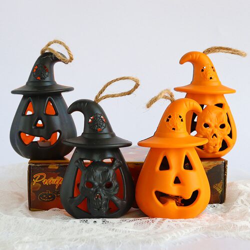 Halloween Pumpkin Lantern LED Table Ghost Lamp Hanging DIY S