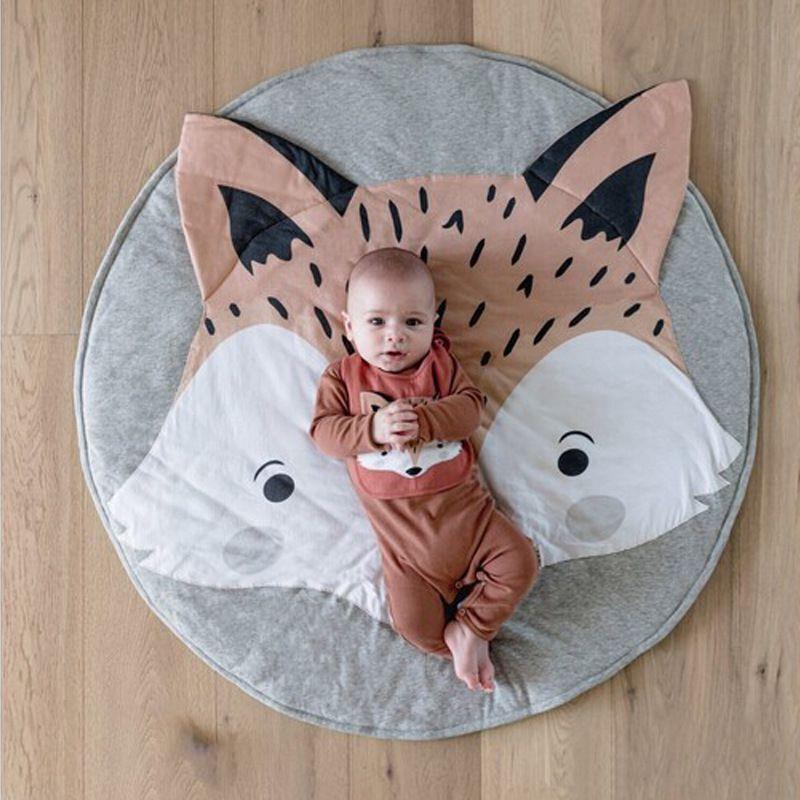 90CM Fox Design Baby Photography Mat Round Carpet Cotton An