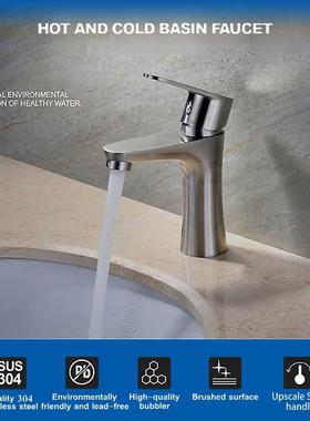 Basin Sink Bathroom Faucet Deck Mounted Hot Cold Water Basin