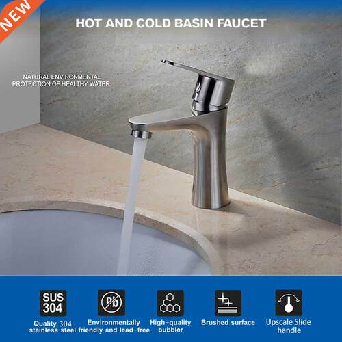 Basin Sink Bathroom Faucet Deck Mounted Hot Cold Water Basin