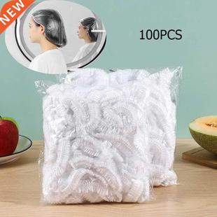 100 Pcs Disposable Shower Caps Hat Clear Spa Hair Salon Hote