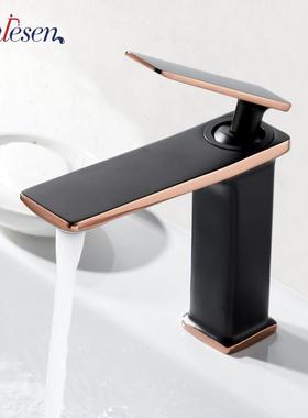 Senlesen Basin Faucet Bathroom Mixer Tap Black Golden Deck