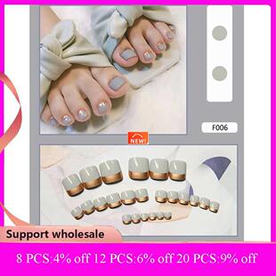 24pcs Foot False Toenail Tips Set French Full Cover Fake Toe