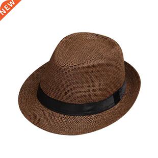 Children Sunhat Kids Summer Beach Straw Hat Jazz Panama Tril