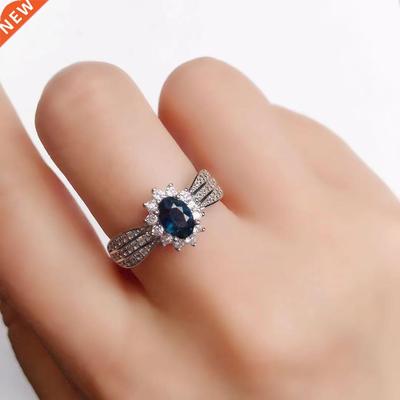 Classic 925 Silver Sapphire Engagement Ring for Woman 4mm*6m