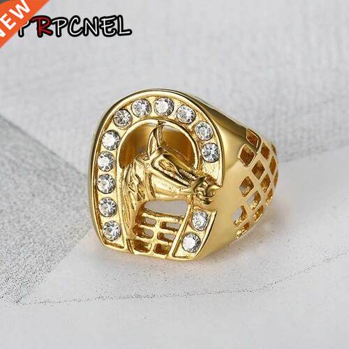 Horse Head Ring with Zircon Male Ring Fashion Jewelry High