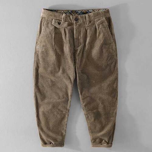 7610 Men Corduroy Pants Casual Classic All-Match Pleated Loo