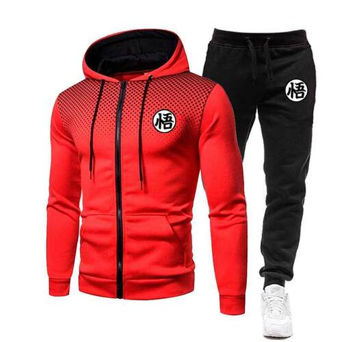 2021Fashion Spring Men s Sets Gradient Zipper WU Hoodie+S