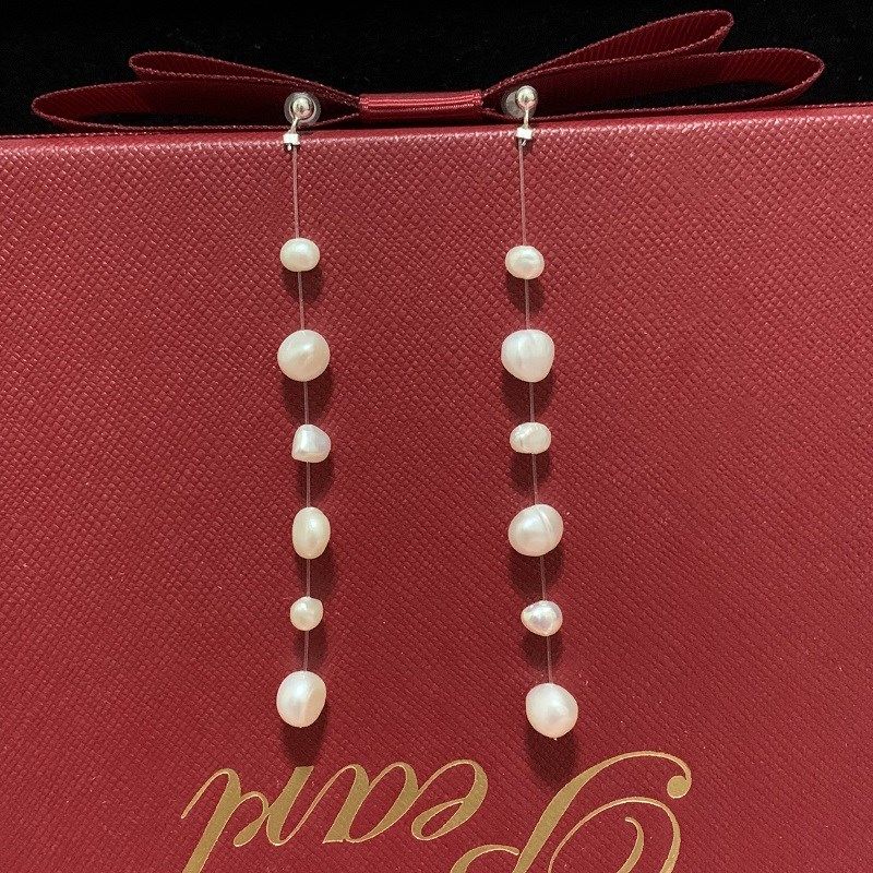 Long Baroque Pearl Earrings Real 925 Sterling Silver Tassel - 封面
