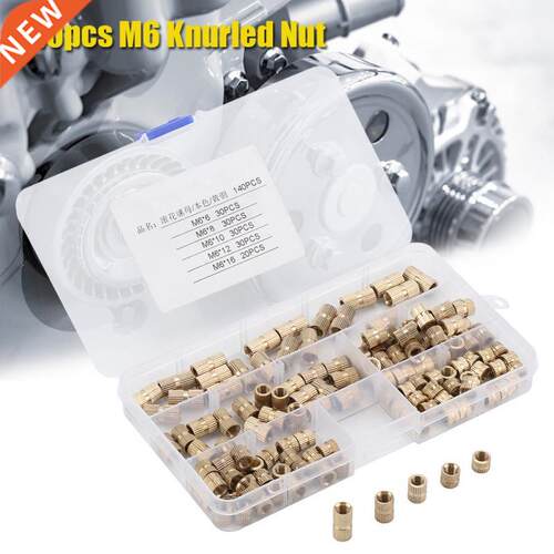 140Pcs/Set M6 Brass Nuts Cylinder Knurled Nut Threaded Round