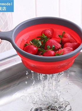 1PCS Fruit Vegetable Washing Basket Strainer Portable Silico