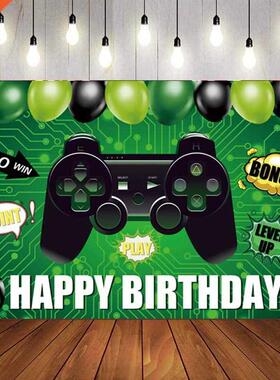 Vdeo Game Party Backdrop Welcome Sgn Happy Brthday Photo