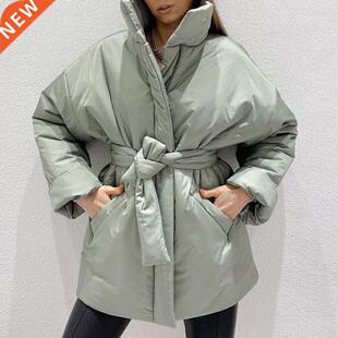 CP Casual Collected Waisted Parkas Women Fashion Simple Coat