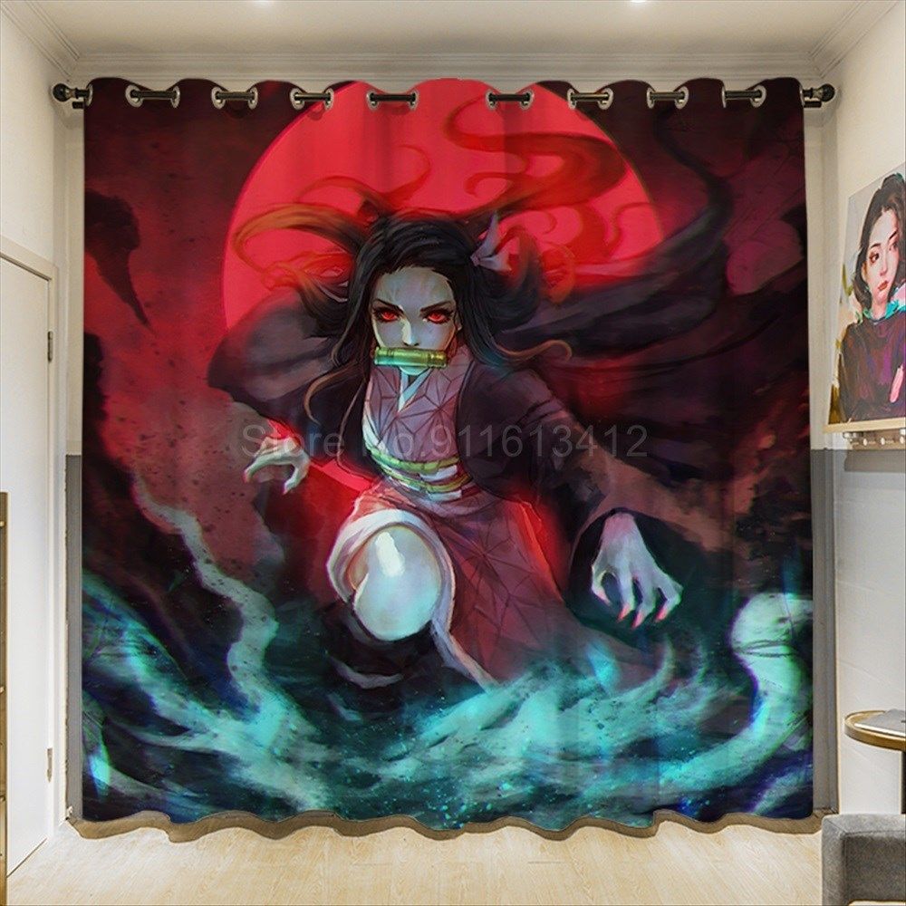 Anime Demon Slayer Blackout Curtains Bedroom Living Room